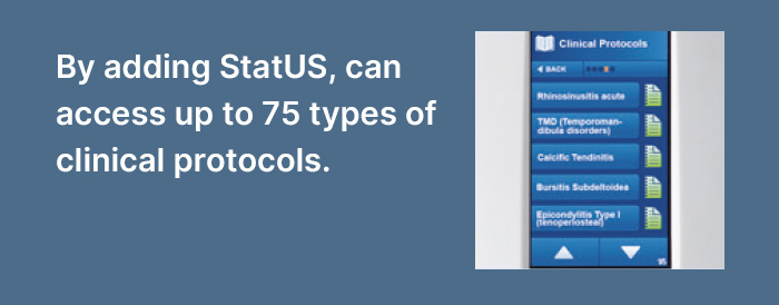 By adding StatUS, can access up to 75 types of clinical protocols.